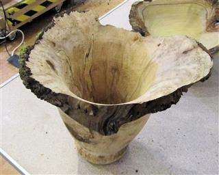 The rough turned maple burr vase